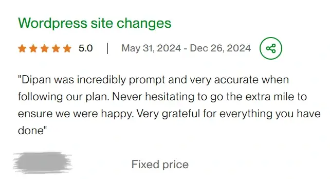 WordPress site changes
